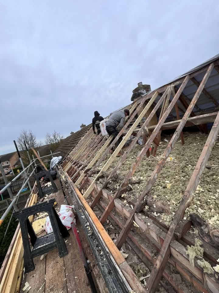 Full re-roof stripped back to rafters on a Dublin home